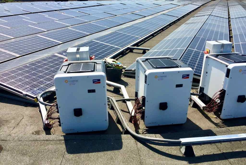 CORE1 omvormers op het dak van de Westergasfabriek in Amsterdam