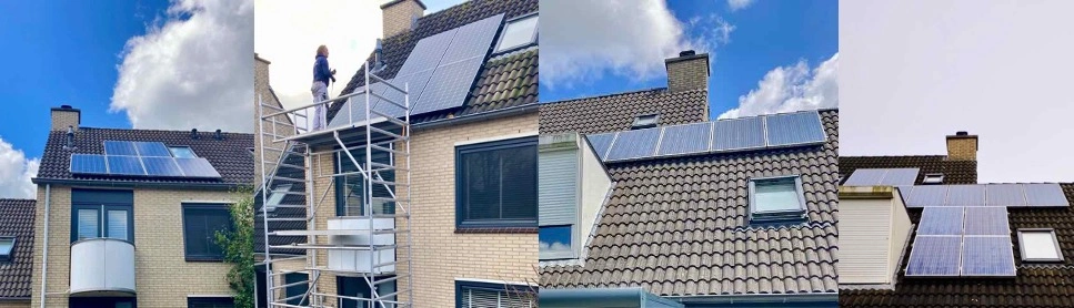 Vier foto's van een vernieuwd systeem en verplaatsing van panelen